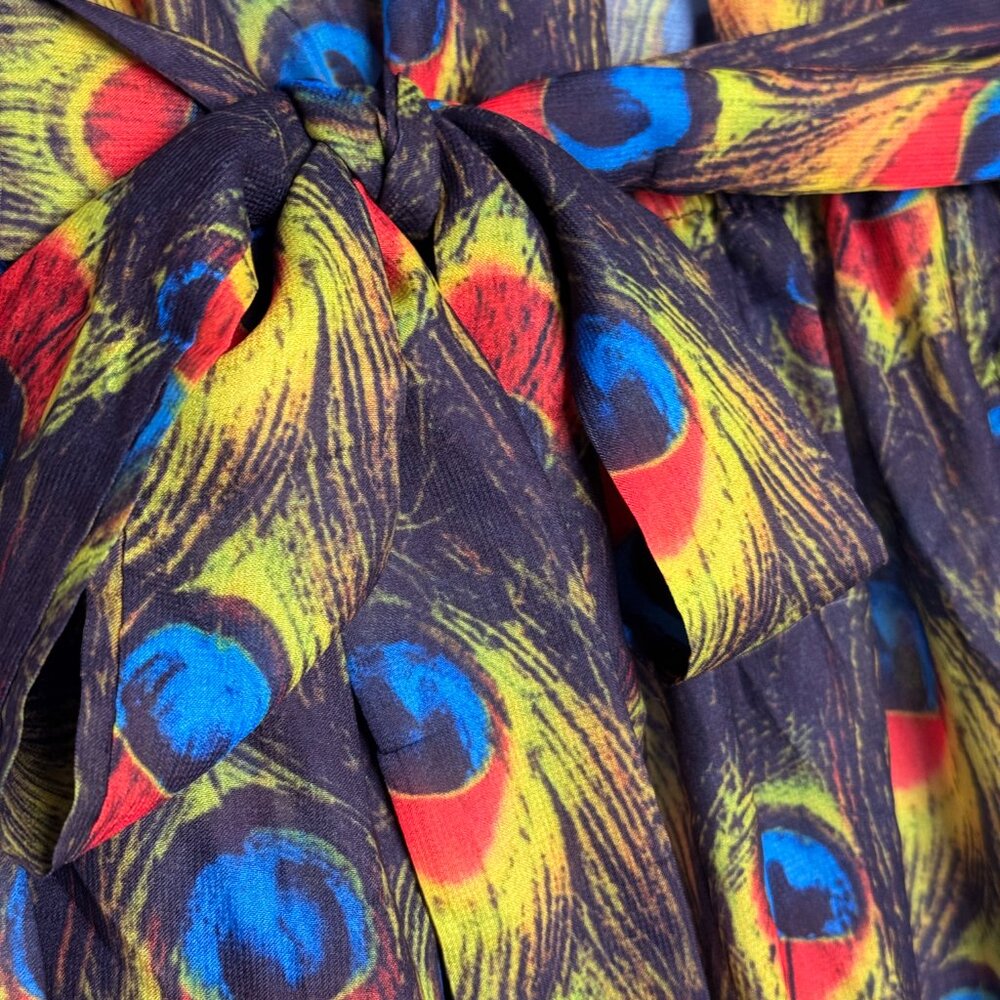 NWT MISS ORD PEACOCK PRINT MAXI DRESS BLOOMCORE GLAM SMALL - Picture 6 of 8